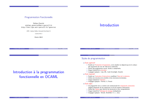 Introduction Introduction `a la programmation fonctionnelle en OCAML