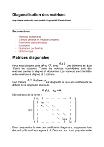 Diagonalisation des matrices Matrices diagonales