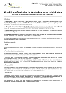 Conditions G&eacute;n&eacute;rales de Vente d`espaces publicitaires