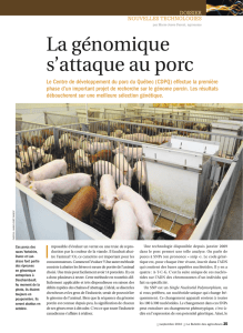 La génomique s`attaque au porc - Centre de développement du porc