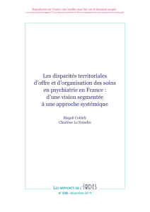 Les disparités territoriales d`offre et d`organisation des soins