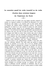 Le caractère passif du verbe transitif ou du verb d