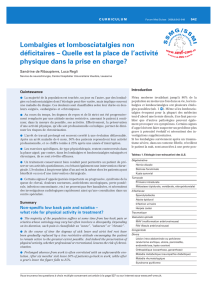 Lombalgies et lombosciatalgies non déficitaires