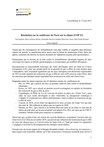 Résolution sur la conférence de Paris sur le climat (COP 21)