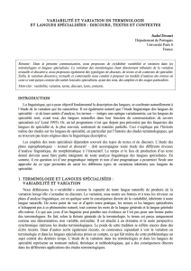 Variabilité et variation en terminologie et langues