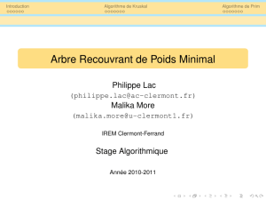 Arbre Recouvrant de Poids Minimal - IREM Clermont