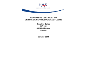 Consulter le rapport - Centre de Néphrologie Les Fleurs