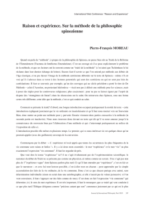 Raison et expérience. Sur la méthode de la philosophie spinozienne