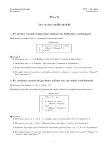 TD n˚3 Instruction conditionnelle