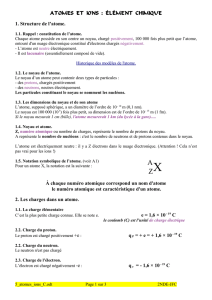 ATOMES ET IONS : ÉLÉMENT CHIMIQUE