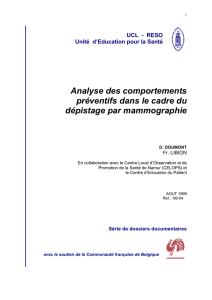 Analyse des comportements préventifs dans le cadre du dépistage