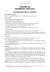 Résumé de Grammaire - ML et JC Ingelaere