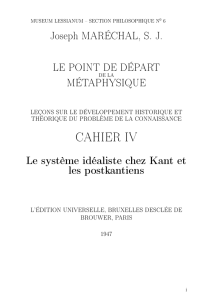 J.Maréchal, Le point de depart de la métaphysique Cahier IV 1947