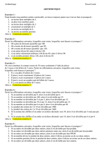 Arithmétique Pascal Lainé ARITHMETIQUE Exercice 1