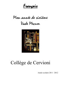 Français Mon année de sixième Vade Mecum Collège de Cervioni