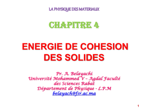 Chapitre 4: ENERGIE DE COHESION DES SOLIDES