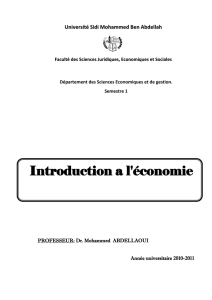 Introduction a l`économie - Faculté des Sciences Juridiques