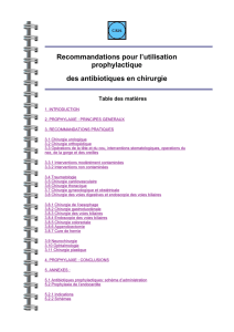 Recommandations pour l`utilisation prophylactique des antibiotiques