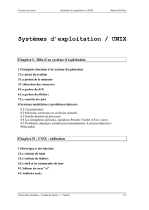 Systèmes d`exploitation / UNIX