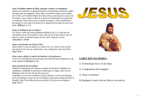 TABLE DES MATIERES : 1) Chronologie de la vie de Jésus 2