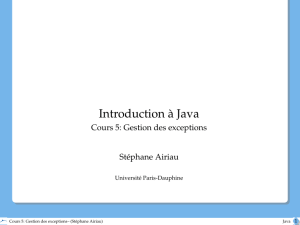Introduction à Java - Cours 5: Gestion des exceptions