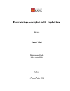 Phénoménologie, ontologie et réalité : Hegel et Marx