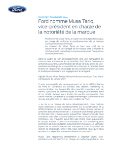 Ford nomme Musa Tariq, vice-président en charge de