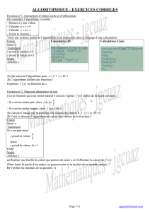 ALGORITHMIQUE - EXERCICES CORRIGES