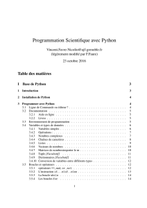 Programmation Scientifique avec Python