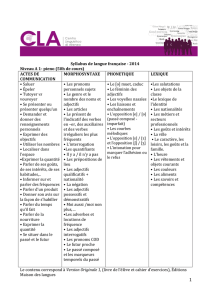 1 Syllabus de langue française - 2014 Niveau A 1