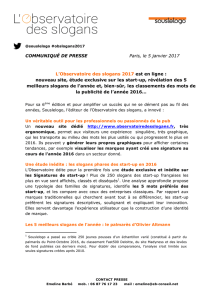 COMMUNIQUÉ DE PRESSE Paris, le 5 janvier 2017 L`Observatoire