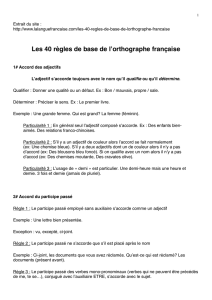 Les 40 règles de base de l`orthographe française