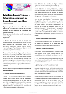 Suicides à France Télécom : le harcèlement moral au - Seci-Unsa