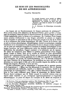 LE SENS ET LES POSSIBILITÉS DE SON APPRÉHENSION