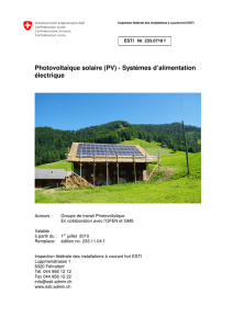 Photovoltaïque solaire (PV) - Systèmes d`alimentation