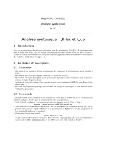 Analyse syntaxique : JFlex et Cup