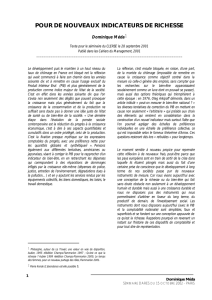 POUR DE NOUVEAUX INDICATEURS DE RICHESSE