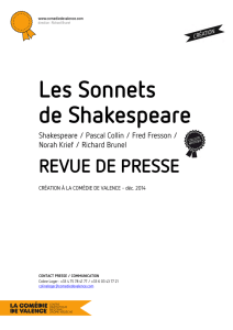 Revue de presse Les Sonnets de Shakespeare