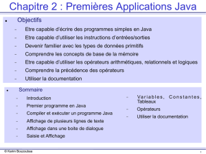 Chapitre 2 : Premières Applications Java