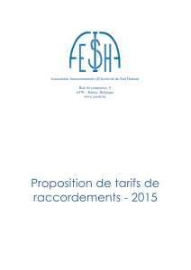 Proposition de tarifs de raccordements - 2015