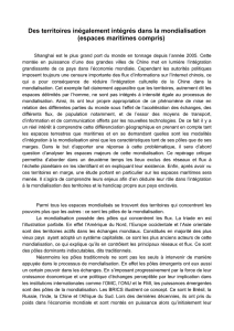 Des territoires in&eacute;galement int&eacute;gr&eacute;s dans la mondialisation