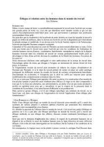 Éthique et relation entre les hommes dans le monde du travail