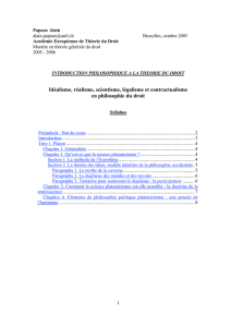 Idéalisme, réalisme, scientisme, légalisme et contractualisme en