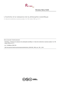 L`Autriche et la naissance de la philosophie scientifique