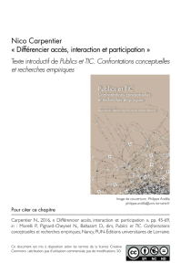 Nico Carpentier « Différencier accès, interaction et participation »