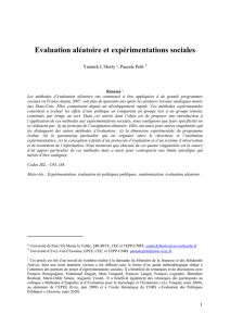 Evaluation aléatoire et expérimentations sociales