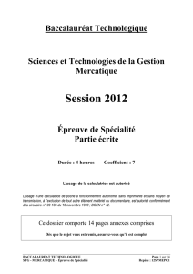 Sujet officiel complet du bac STG Mercatique (Marketing) 2012