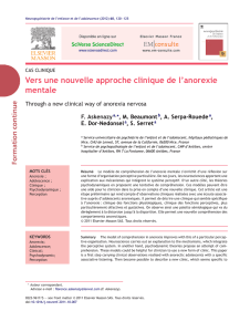 Vers une nouvelle approche clinique de l`anorexie - chu