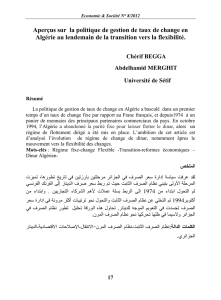 Aperçus sur la politique de gestion de taux de change en Algérie au
