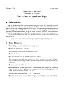 Initiation au système Sage - Institut de Mathématiques de Bordeaux